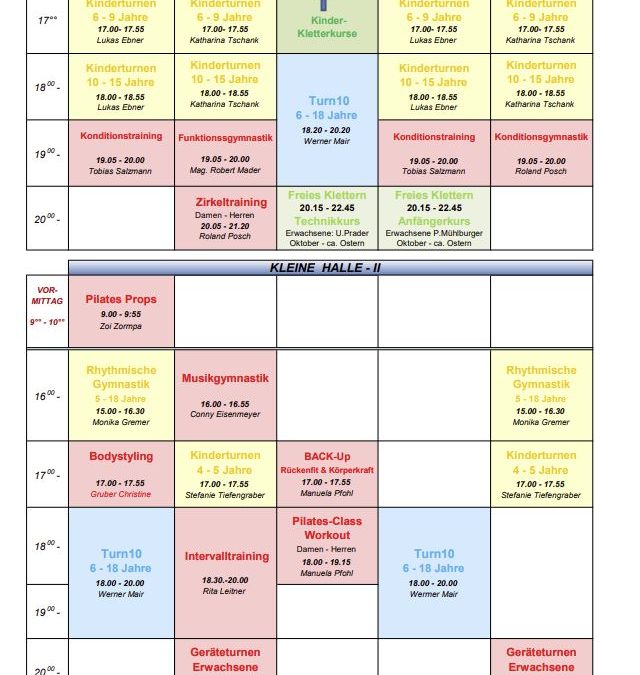Trainingsplan – Wintersemester 2021/22